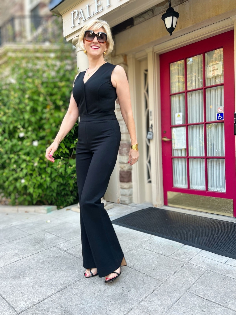 Sleeveless Black V-Neck Jumpsuit